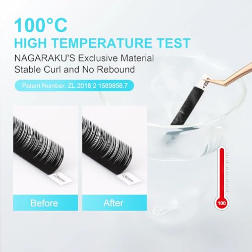 Nagaraku Flat Ellipse Lash Extensions 0.15D 11/12/13/14/15mm - 5 Trays Black