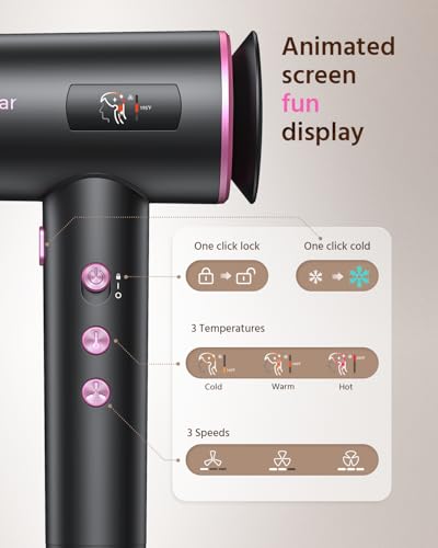 1800W Ionic Hair Dryer with Smart Modes for Men Women Baby - Fast Drying & Static Free