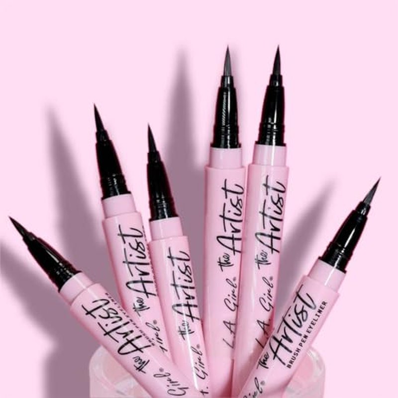 L.A. Girl The Artist Brush Pen Eyeliner, Inky Black GLE740 (Pack of 2)