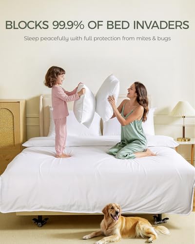 King White Cotton Duvet Cover with Dust Mite Protection - Hypoallergenic Bed Protector