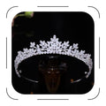 Silver Wedding Tiara with Sparkly Zircon Crowns for Women Handmade Bridal Headpiece