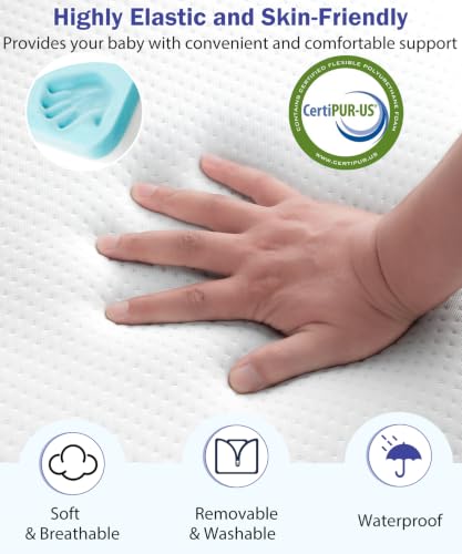3-Inch Standard Crib Mattress for Baby Travel & Nursery - Foldable, Waterproof, CertiPUR-US Certified Foam - 52x27.5x3 Inches