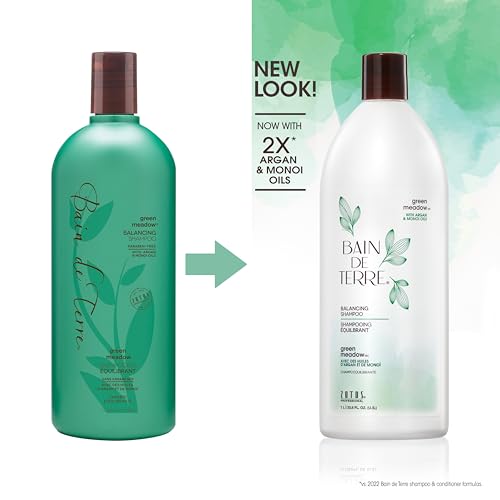 Bain de Terre Green Meadow Balancing Shampoo 33.8 Fl Oz - Gentle, Paraben-Free Hair Cleanser with Argan & Monoi Oils