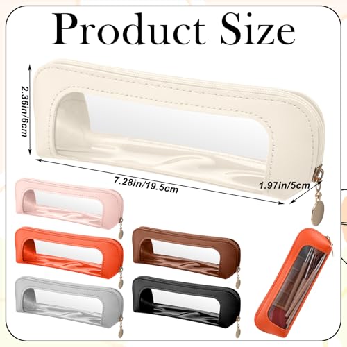 Sadnyy 6 Pcs Portable Makeup Brush Bag Small Makeup Brush Case Valentine's Day Gifts PU Leather Small Clear Pouch Travel Cosmetic Bag Waterproof Pouch for Women Bridesmaids Wedding Anniversary