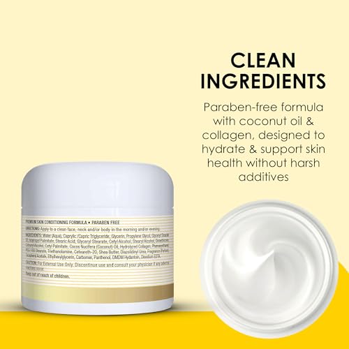 MASON NATURAL Coconut Oil Beauty Cream, Hydrating Moisturizer With Collagen for Smooth & Firm Skin, 2 oz