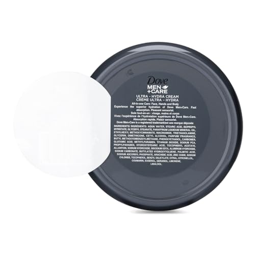 Dove Men+Care Ultra Hydra Cream, Face, Hands and Body care, All Skin Types, 3-Pack of 5.07 Oz Each, Jar