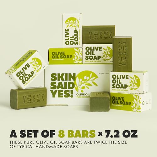 Skin Said Yes Greek Olive Oil Bar Soap 8 Pack - 7.2 oz Luxury Natural Hand & Body Soap