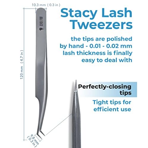 Stacy Lash STL-13 Curved Eyelash Extension Tweezers/Precision Tool for False Lashes Application/Supplies for Classic Extensions & Premade Fans/Tool Applicator for Volume Eyelashes/Beauty Accessories