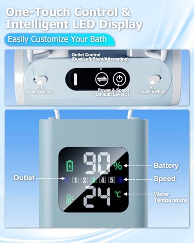 Cordless Portable Bath Jets with Dual Modes - Spa Massage & Bubble Foam