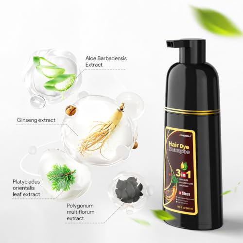 Chestnut Brown Hair Dye Shampoo 3-in-1 for Gray Hair - 500ml