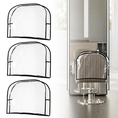 3Pcs Salon Chair Cover, PVC Clear Chair Back Covers, Waterproof Salon Chair Covers Protectors, Soft Salon Chair Back Cover, Fits Most Standard Salon Chairs Office Chairs, 20"x 15.7"x 4.7"