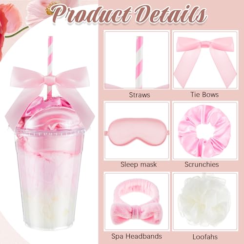 Ninitial 84 Pcs Pink Sleepover Party Supplies Set for Girls - Gift Kit with Cups, Masks & Accessories - Variation of 84 Pink