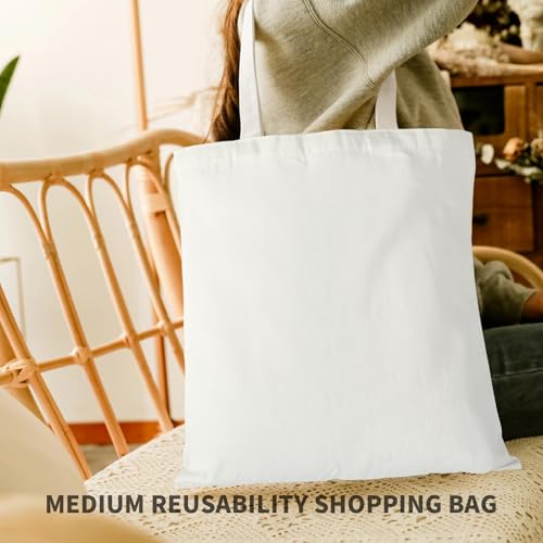 60 Pack Sublimation Canvas Tote Bags 14x16 Inch Reusable Grocery Bags for Heat Transfer DIY Crafting White
