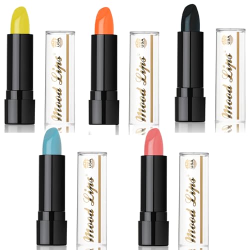 Color Changing Lipstick Pack of 5 - Hydrating Long-Lasting pH Reactive Shades - Mood Lips