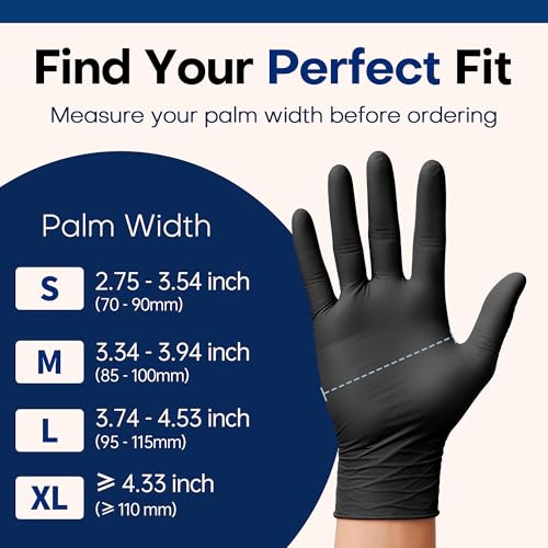 Disposable Nitrile Exam Gloves Black Large - Powder-Free, 1000 Count