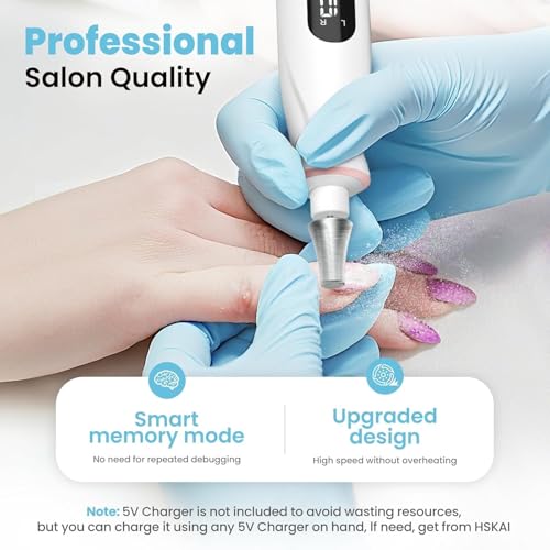 Professional Nail Drill Kit: Electric Nail File with LCD & Lamp, Long-Lasting Thick Toenail Grinder, Rechargeable & Cordless Toe Nail Dremel Tools for Women & Men Manicure and Pedicure Gifts