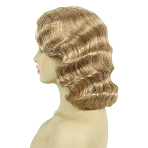 MEDISIFA Blonde 1920s Flapper Wig for Women Gatsby Roaring 20s Costume - Finger Wave Vintage Party Hair