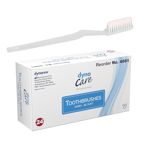 Dynarex Adult Toothbrushes, 144-Count Pack, 30 Tuft – Hospital/Institutional Grade