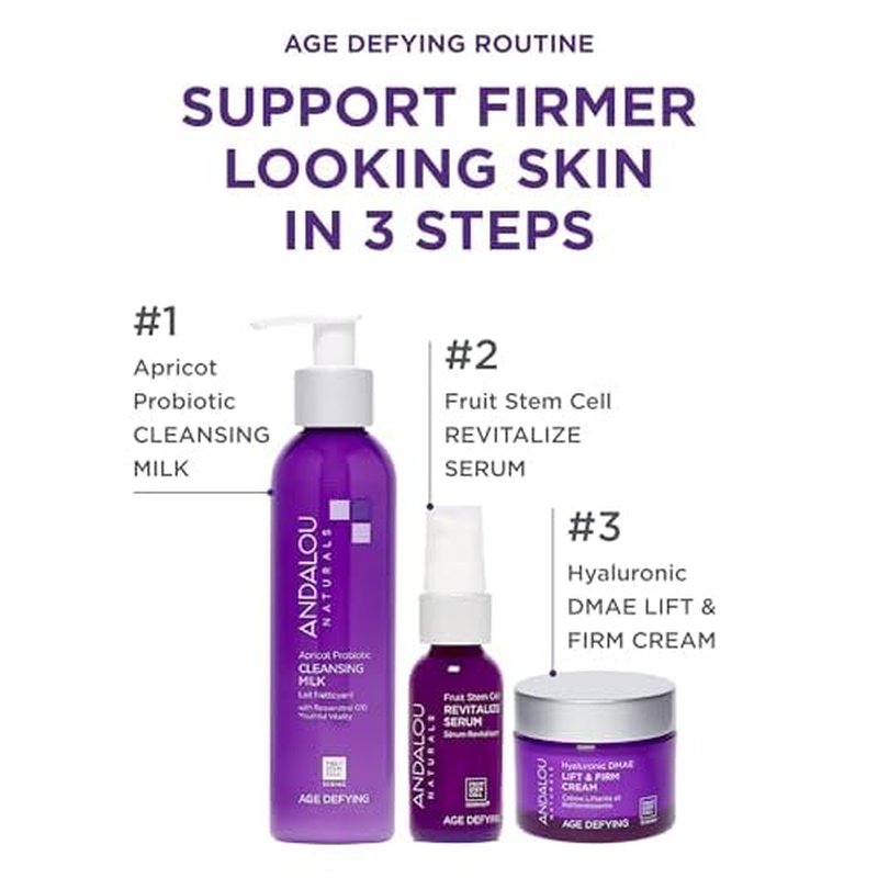 Andalou Naturals Hyaluronic DMAE Lift & Firm Skin Cream | Anti Aging Face Moisturizer With Hyaluronic Acid |Helps Reduce Fine Lines & Wrinkles | 1.7 oz,(Pack of 2)