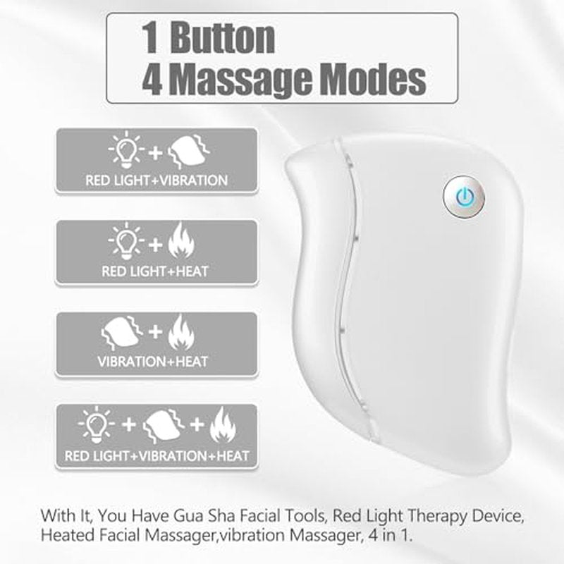 Aikertec Heat Electric Gua Sha Tool, 4-in-1 Multi-Function Face Massager, Facial, Double Chin, Awakening Skin, Deep Treatment