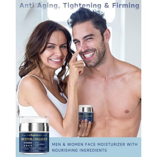Retinol Cream for Face, Collagen Neck Creams for Tightening and Firming, Anti Aging Day & Night Facial Moisturizer for Women & Men, Instant Face Lift Wrinkle Cream 1.7 fl. oz with Glycolic Acid Pads