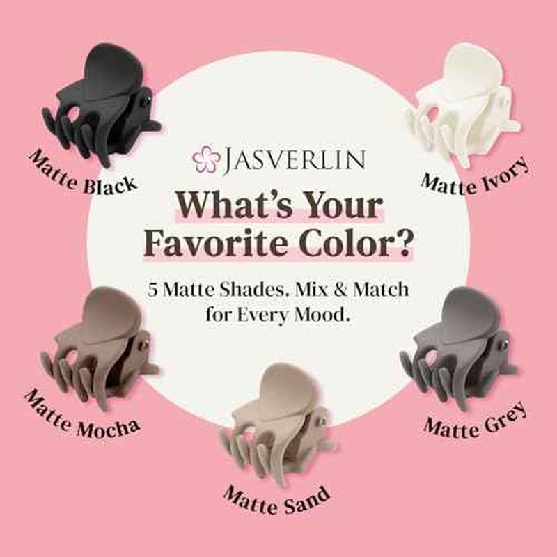 50Pcs Matte Mini Hair Claw Clips, Small Cute Tiny Clips for Thin Short Curly Hair Women Girls Toddlers, Braids & Buns Accessories (Neutral Colors)