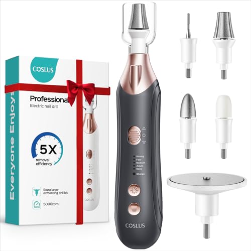 COSLUS C43 Professional Pedicure Kit Black - Electric Nail File & Grinder for Manicure & Foot Care