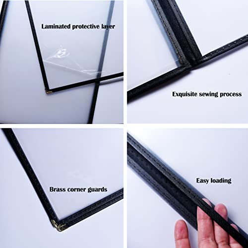 ZHENYI 20 Pack Restaurant Menu Covers Set 8.5x11 inch 4-Page Black Menu Holders