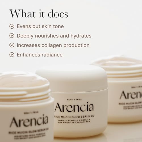 Arencia Rice Mucin Overnight Glow Face Serum 1.76 Fl Oz – Hydrating & Brightening
