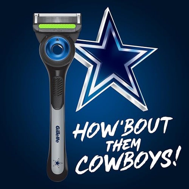 Gillette Labs Special NFL Cowboys Edition Shaving Razor for Men - 1 Handle, 4 Razor Blade Refills & Magnetic Stand, GilletteLabs with Exfoliating Bar