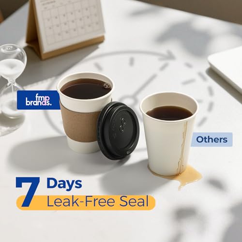 500 Pack 12 oz Disposable Coffee Cups with Lids, Sleeves & Leak-Proof Design