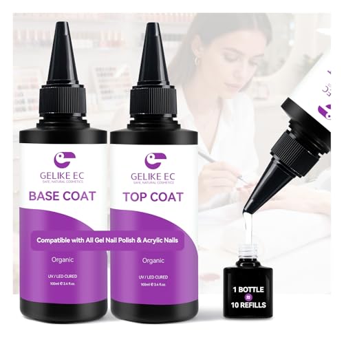 Gelike ec Base & Top Coat Nail Gel Set 2x100ml HEMA-Free Salon Refill Duo