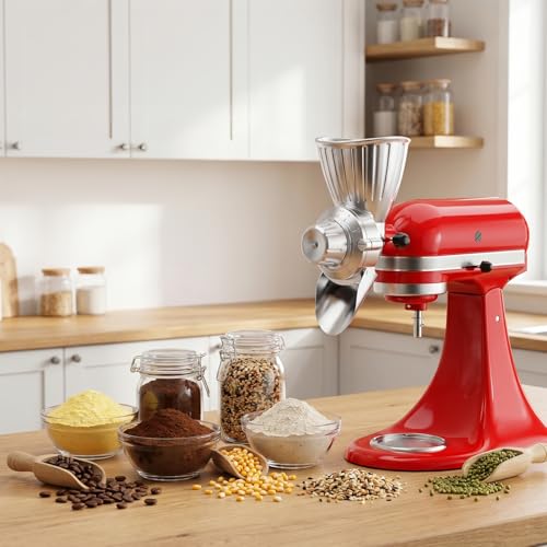 HOZODO Light Gray Grain Mill Attachment for KitchenAid Stand Mixer - All Metal
