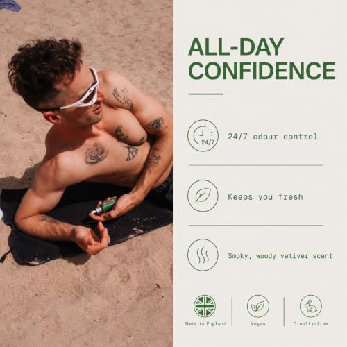 Natural Deodorant Spray for Men - Aluminum-Free, Long-Lasting Odour Protection with Witch Hazel & Vetiver - 50ml
