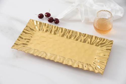 Pampa Bay Mascali D'oro Gold Rectangular Serving Tray 15x7.5 Inches - Elegant Tableware