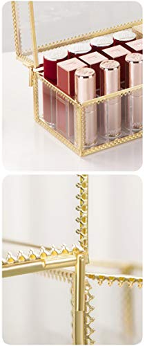 Glass Lipstick Organizer with 24 Slots - Dustproof Vanity Storage Case