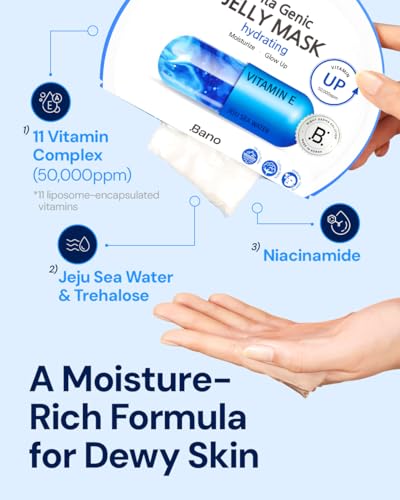 Bano Vita Genic Hydrating Jelly Mask Pack of 10 - Korean Face Sheet Masks