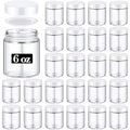24 Pack 6oz Glass Cosmetic Jars with Black Lids - White, Leakproof Storage