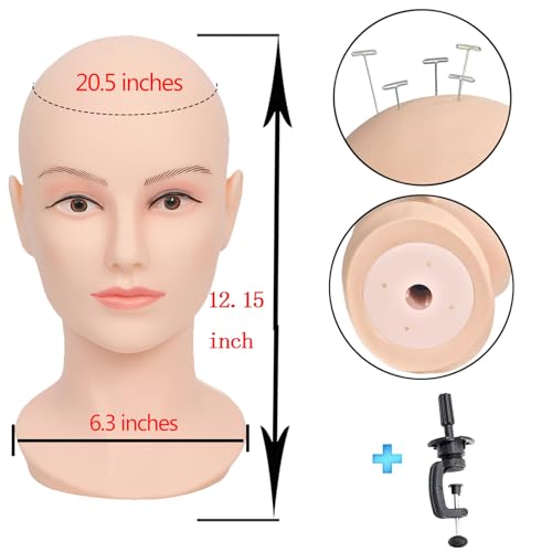 Female Life Size Bald Mannequin Head for Wig Display Cosmetology L70GT-S