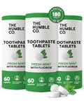 Chewable Toothpaste Tablets with Fluoride - Mint - The Humble Co. - Pack of 180