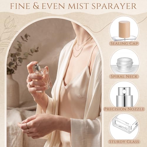 15 Pack 50ml Glass Square Perfume Bottles - Light Wood Color, Reusable & Leakproof