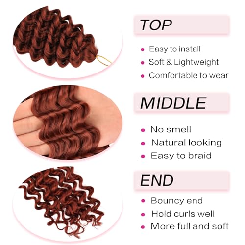 22 Inch Crochet Hair Extensions Pack of 6 Ocean Wave Boho Braids - FEILIMEI
