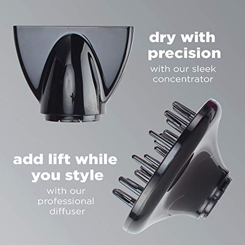 Conair InfinitiPRO Rose Gold Hair Dryer with Diffuser & Concentrator, 1875W, Ionic Technology