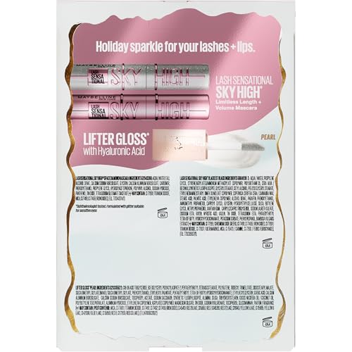 Holiday Sparkle Kit - Maybelline Lash Sensational Makeup Gift Set with Sky High Mascara & Lip Gloss