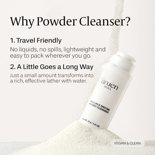Facial Enzyme Powder Cleanser with Collagen & Hyaluronic Acid - Gentle Exfoliating Face Wash for Deep Pore Cleansing - 1.41 oz