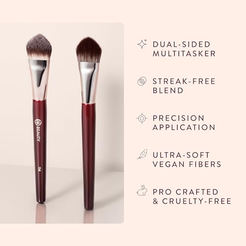 BK BEAUTY 114 DUAL-SIDED CONCEALER BRUSH ? Precision Concealer & Powder Makeup Brush for Under-Eyes, Blemishes, and Touch-Ups, Soft Vegan Bristles