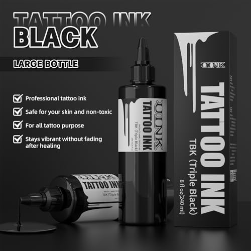 Tattoo Ink Set - 8 oz Triple Black & White Pigments - Vegan, Long-Lasting, Fast-Drying - Variation: Black/White Set
