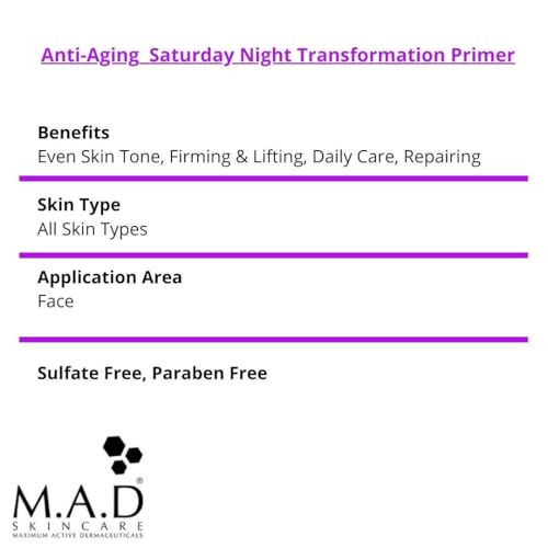 M.A.D Skincare Anti-Aging Saturday Night Transformation Primer W/Ceramide Complex
