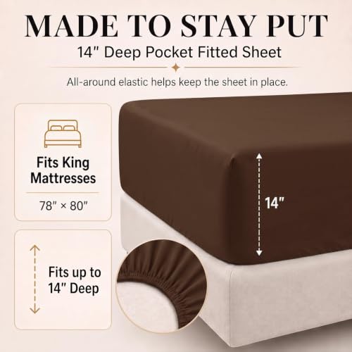 King Size Comforter Set Brown - 7 Piece Bed in a Bag, Microfiber Bedding