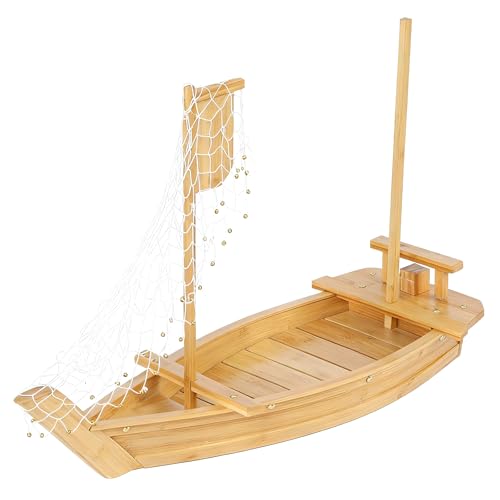 31.5 Inch Bamboo Sushi Boat Serving Tray - Extra Large Japanese Wooden Style Platter